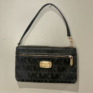 Michael Kors Mini Black Logo Canvas Shoulder Purse